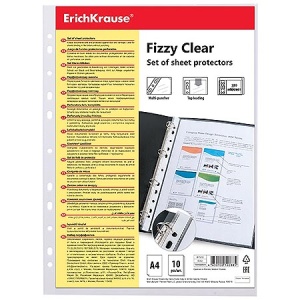 Файлы А4 Erich Krause Fizzy Clear 30мкм 10шт, прозрачные, апельсиновая корка