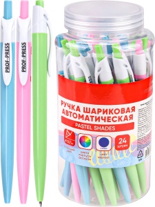 Ручка шариковая /24шт (цена за 24) автомат синяя "PASTEL SHADES" d=0,7, кратно