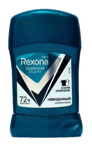 Дезодорант-стик муж., "Rexona" 50мл Антиперспирант невидимый на черном и белом