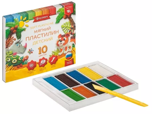 Пластилин " Глобус " 10 цветов 150гр. Детский классический повышенной мягкости 