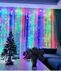 яяя Гирлянда штора 500 LED 3*3м, разноцветн., белый провод