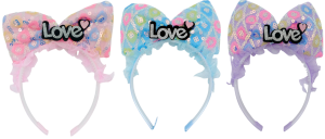 Ободок бантик с паетками "Love" светящ., 21см, микс