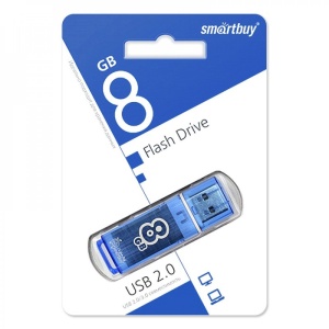 Флеш накопитель USB 2.0, 8GB, Smartbuy, синий, блистер