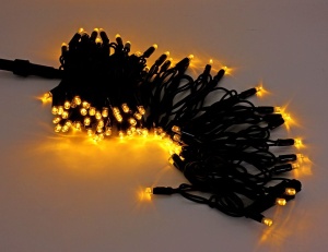 яяя Гирлянда Уличная "Нить-каучук" 20м желтая, 100LED черный провод
