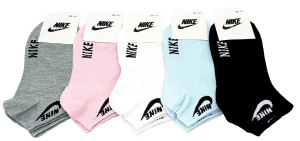 Носки жен. кор., рис. Nike, р.36-41, 10пар (ЦЕНА ЗА 10ПАР) хлопок, микс