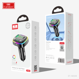 Модулятор FM Earldom ET-M104, PD20W+QC3.0, 2USB+Type-C, LED (черный) в кор.