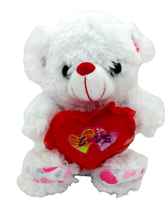 Мышка с сердцем 21см, мягк. "LOVE", сидяч., цв. белый
