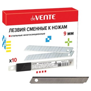Лезвия для ножей deVente /10 спаек (ЦЕНА ЗА 1 уп) 9мм в пенале, пластиковый блистер