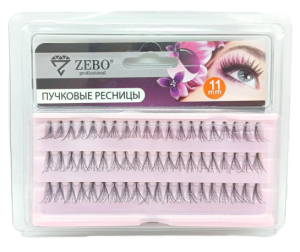 Накладные ресницы ZEBO 11мм пучковые, блистер