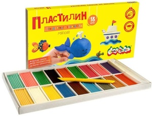 Пластилин Каляка-Маляка 18цв, 270г, 28*15см, со стеком, не прилипает к рукам, не красится, в кор.