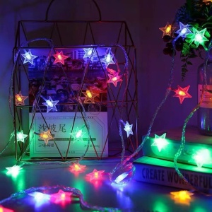 яяя Гирлянда Звезды 3,5м, 40LED, d=3см, разноцветн. белый провод