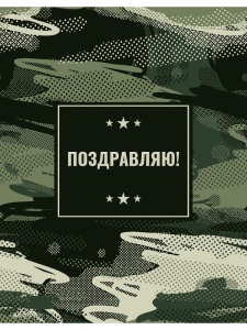 Пакет подарочный с глянц.лам. 18х23x8 см (M) Праздник милитари, Optima 128 г (собс.разр.)
