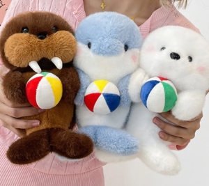 Тюлень с мячом с косточк. 23см, микс
