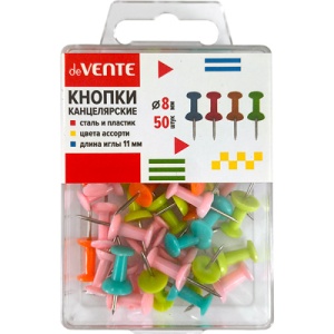 Кнопки-гвоздики " deVente " 8мм 50шт, силовые, цветные