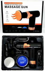 Массажный пистолет, JY-760Plus, 6 насадок, 13*12*4см, 20W, цв. черный, Type-C, в кор.