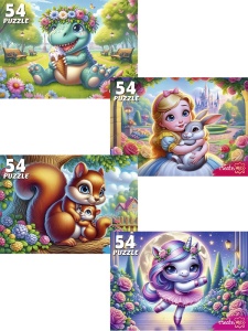 ПАЗЛЫ 54 элемента "МИЛЫЕ ПАЗЛЫ ДЛЯ ДЕВОЧЕК" 9*7см, в кор.