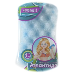 Губка для тела "Housemaid" 18*11*6см, Атлантида, банная, массажная, в пакете