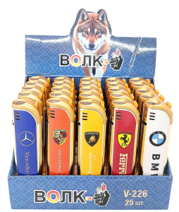 Зажигалки турбо VOLK (ЦЕНА ЗА 25ШТ), марки машин, микс