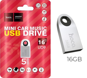 Флеш-накопитель USB 2.0 16GB Hoco UD9 Insightful Smart Mini Metal (серебро) блистер