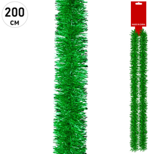 Мишура 200см d=7см, Зеленая (ЦЕНА ЗА 10ШТ) европодвес