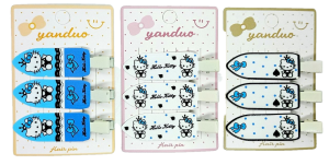 Заколка 6,5см, с рис. Hello Kitty  (3в1) на листе, микс