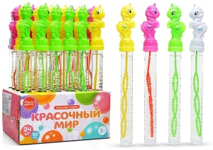 Мыльные пузыри 50 мл, 26см, 24шт (ЦЕНА ЗА 1ШТ) "Единорог", микс