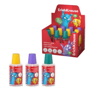 Клей канцелярский /12шт " Erich Krause " (ЦЕНА ЗА 1 ШТ) asyStick Jolly Friend 20мл, с кисточкой, .