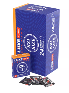 АКЦИЯ Презервативы Condoms Luxe Royal, XXL Size, 3в1, 24шт (ЦЕНА ЗА 24ШТ) 