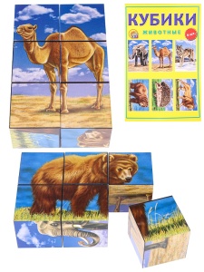 КУБИКИ ПЛАСТИКОВЫЕ 6 шт. 12*8см, ЖИВОТНЫЕ, в кор.