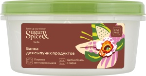 Банка для сыпучих продуктов Sugar&Spice Vanilla 0,4л, 12*12*6см, с завинчивающ. крышкой, фисташка