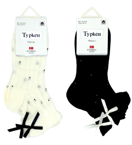Носки жен. "Туркен" 36-41р 10пар (ЦЕНА ЗА 10ПАР) хлопок, длин, точка, бантик, микс