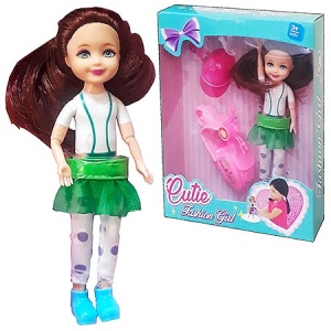 Кукла "Lutie Fashion Girl" 14*18см, мопед, шлем, в кор.