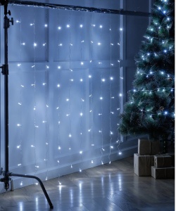 яяя Гирлянда Штора, 1,5*1,5м 160LED, цв белый., белый провод