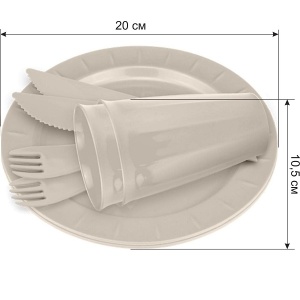 Набор для пикника Sugar&Spice Vanilla на 2 персоны, 20*10см (8 предметов), цв. латте