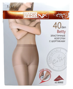 Колготки "Нарис" 40Den, р. 5-XL, черн. Betty, эластичные с шортиками