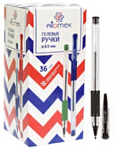 Ручка гелевая "Attomex" черная (ЦЕНА ЗА 36ШТ) толщина письма 0,3мм, прозрачный корпус