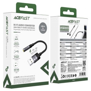 Переходник для наушников Acefast J13 Ace Hi-Fi USB-A to 3.5mm, 15см, оплетка, black, в кор.