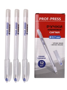 Ручка шариковая, синяя (ЦЕНА ЗА 12ШТ) прозрачный корпус, 0,7мм, в кор.