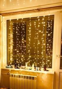 яяя Гирлянда Штора, 1,5*1,5м 160LED, цв желтый., белый провод