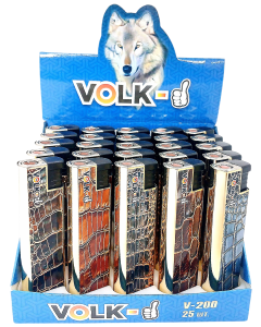 Зажигалка турбо "VOLK" 25шт (ЦЕНА ЗА 25ШТ) с рис. зол., микс