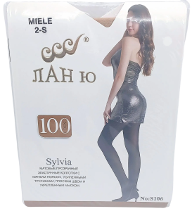 Колготки "Лан Ю" 100DEN, 2-S, цв. Miele, матовые, прозрачн. с мяким поясом, усилен. трусиками