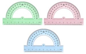 Транспортир 10см, 180° пластик, (ЦЕНА ЗА 20ШТ) микс