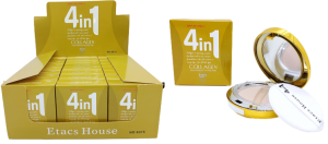 Пудра с зеркалом "Collagen", SPF25, 8*7см, 24шт в уп (ЦЕНА ЗА 1ШТ), цв. желтый, в кор.
