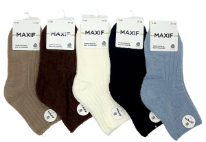 Носки дет. "MAXIF" р. 31-34 (ЦЕНА ЗА 10ПАР) термо на меху из кашемира, микс