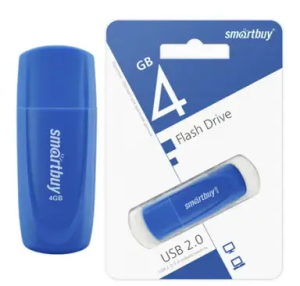 Флеш накопитель USB 2.0, 4GB, Smartbuy, цв. синий, блистер