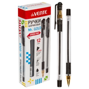 Ручка шариковая " deVente " черная (ЦЕНА ЗА 12ШТ) Mr. Gold Speed Pro  0,5мм