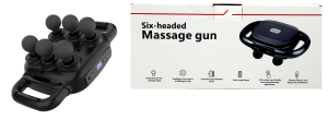 Массажный пистолет 29*18см, с 6 массаж. головками, для расслабления тела, в кор.