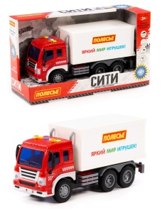 Машина фургон ПОЛЕСЬЕ 32*11*18см, (инерц.свет, звук), "Сити" пласт., в кор.