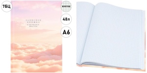 Записная книжка МАЛЫЙ ФОРМАТ А6 7БЦ, 48л, КЛЕТКА " Проф-Пресс " Природа в нежных тонах-1, гл. лам. к