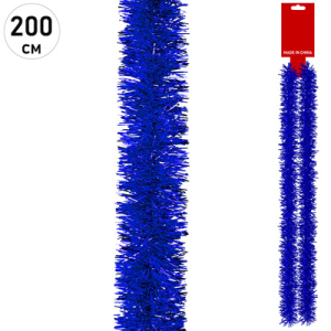 яяя Мишура 200см d=7см, Синяя (ЦЕНА ЗА 10ШТ) европодвес